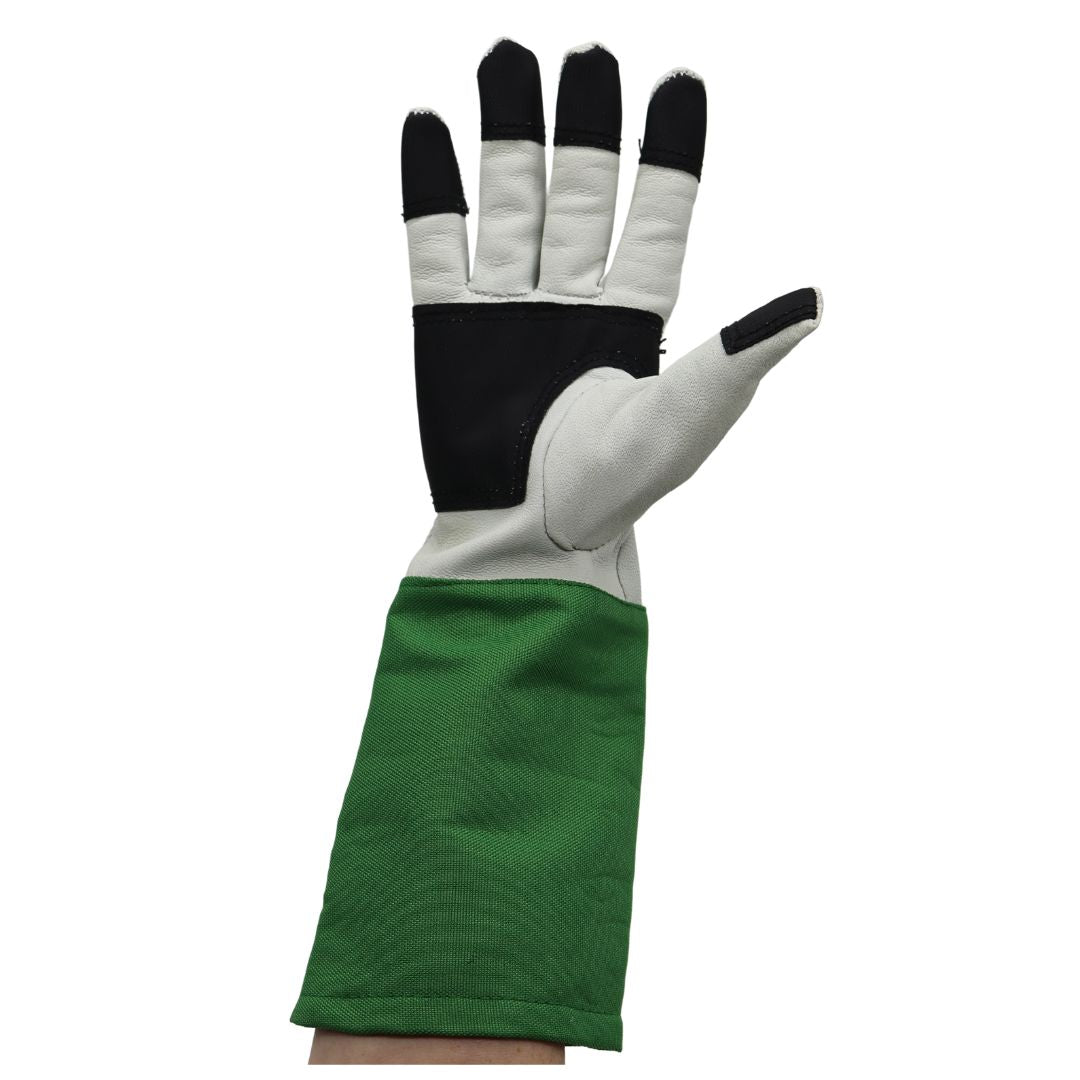 T240  PREMIUM GOATSKIN ROSE GLOVE W/ CANVAS GAUNTLET, PALM & FINGER PATCHES, SIZES S-L