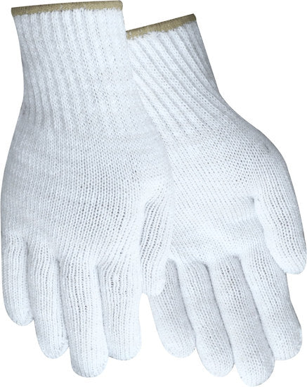1107 String Knit Liner Gloves, White, Sizes S-XL, Reversible