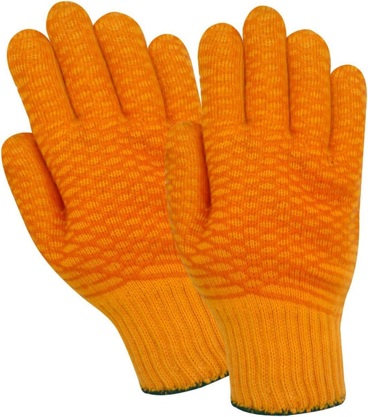 1145 Orange Cotton/Synthetic Full Fingered Work & General Purpose Gloves, PVC Full Coverage Coating, Sizes M-XL