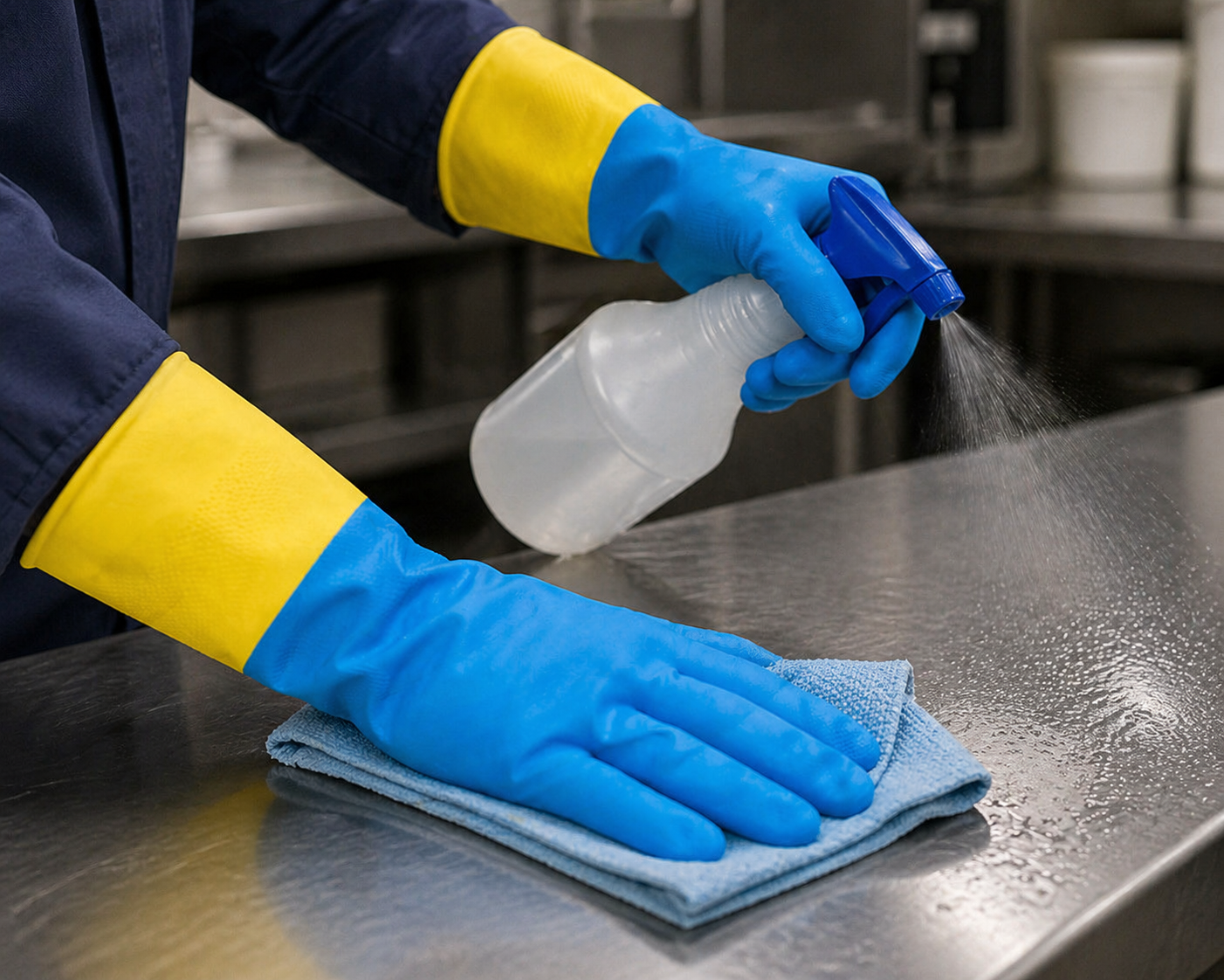 T124- Neoprene/Rubber Chemical Gloves – 30 Mil, 13" Flock Lined, Blue/Yellow (S–XL) 13IN. - PAIR