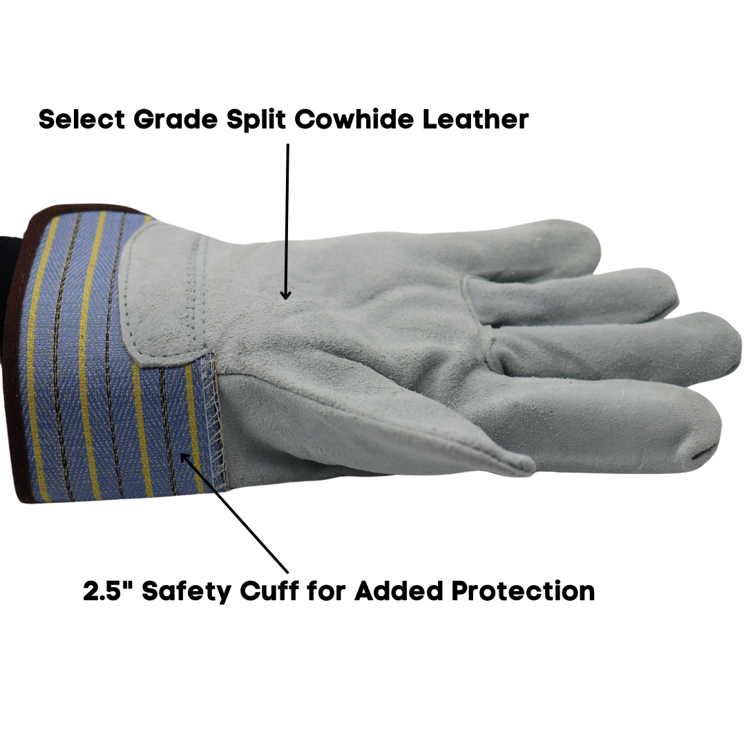 Red Steer 13163 Suede Cowhide Work Gloves – Safety Cuff, Wing Thumb (S–XL)