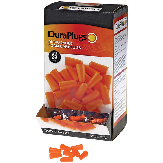 14310 Duraplug Uncorded Orange PU Foam Earplugs, 3 DB, NNR-ONFA, 200 Per Box
