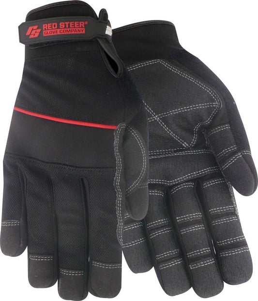 Red Steer 165 Ironskin General Utility Synthetic Leather with PVC Palm, Finger Patches for Grip, Sizes M-XL