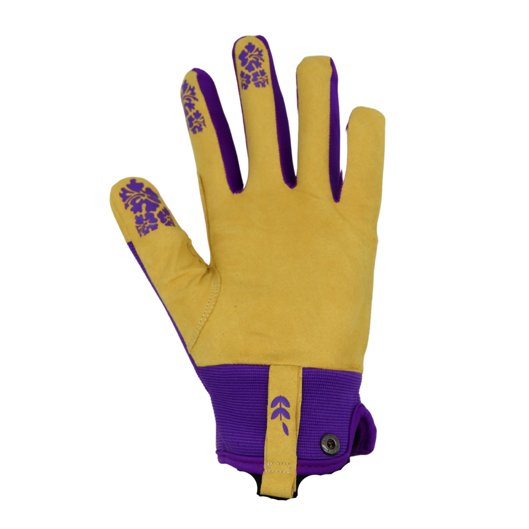 Red Steer 165W Flowertouch Synthetic Women's Gloves, Purple, Silicone Coated Fingertips, Sizes S-M