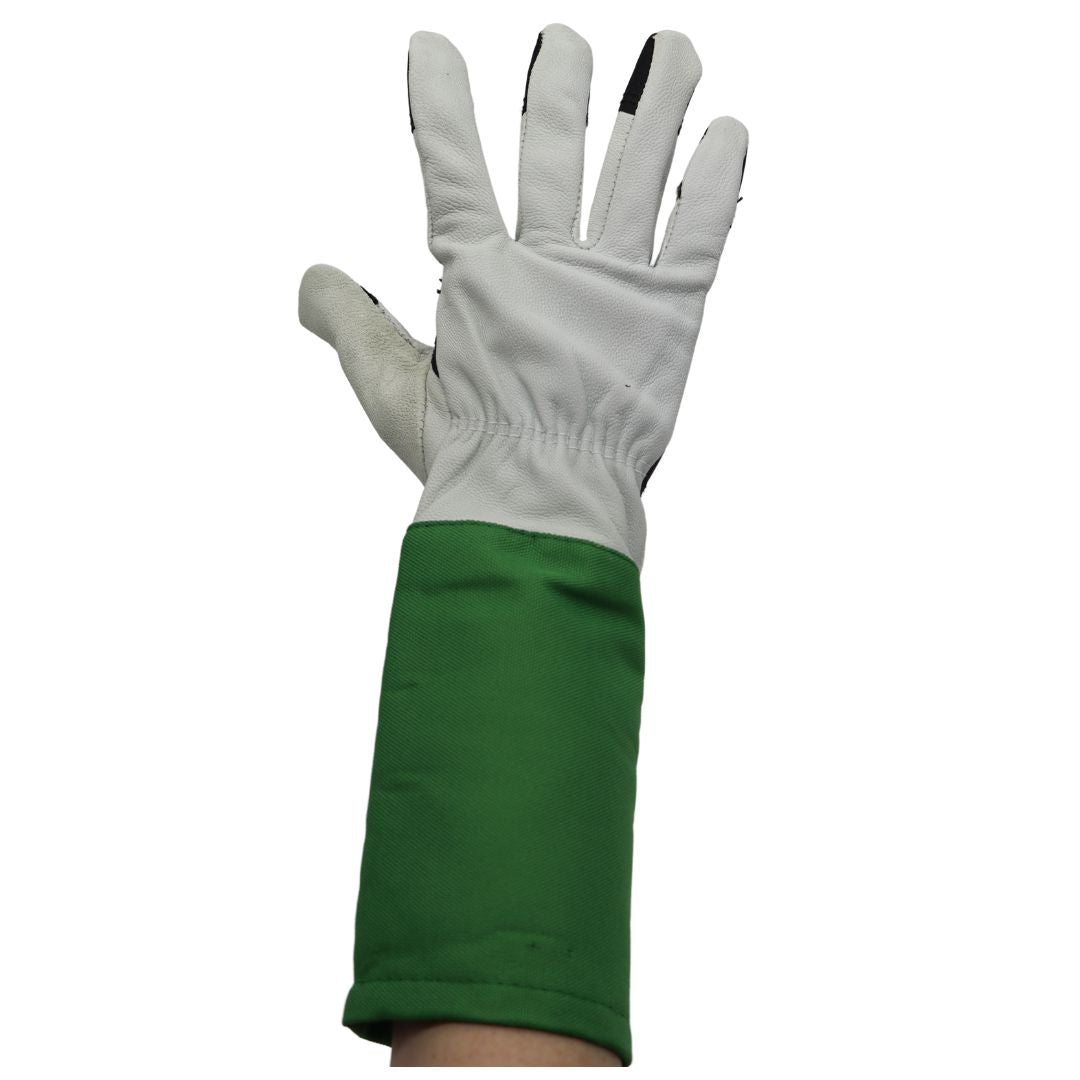 T240  PREMIUM GOATSKIN ROSE GLOVE W/ CANVAS GAUNTLET, PALM & FINGER PATCHES, SIZES S-L