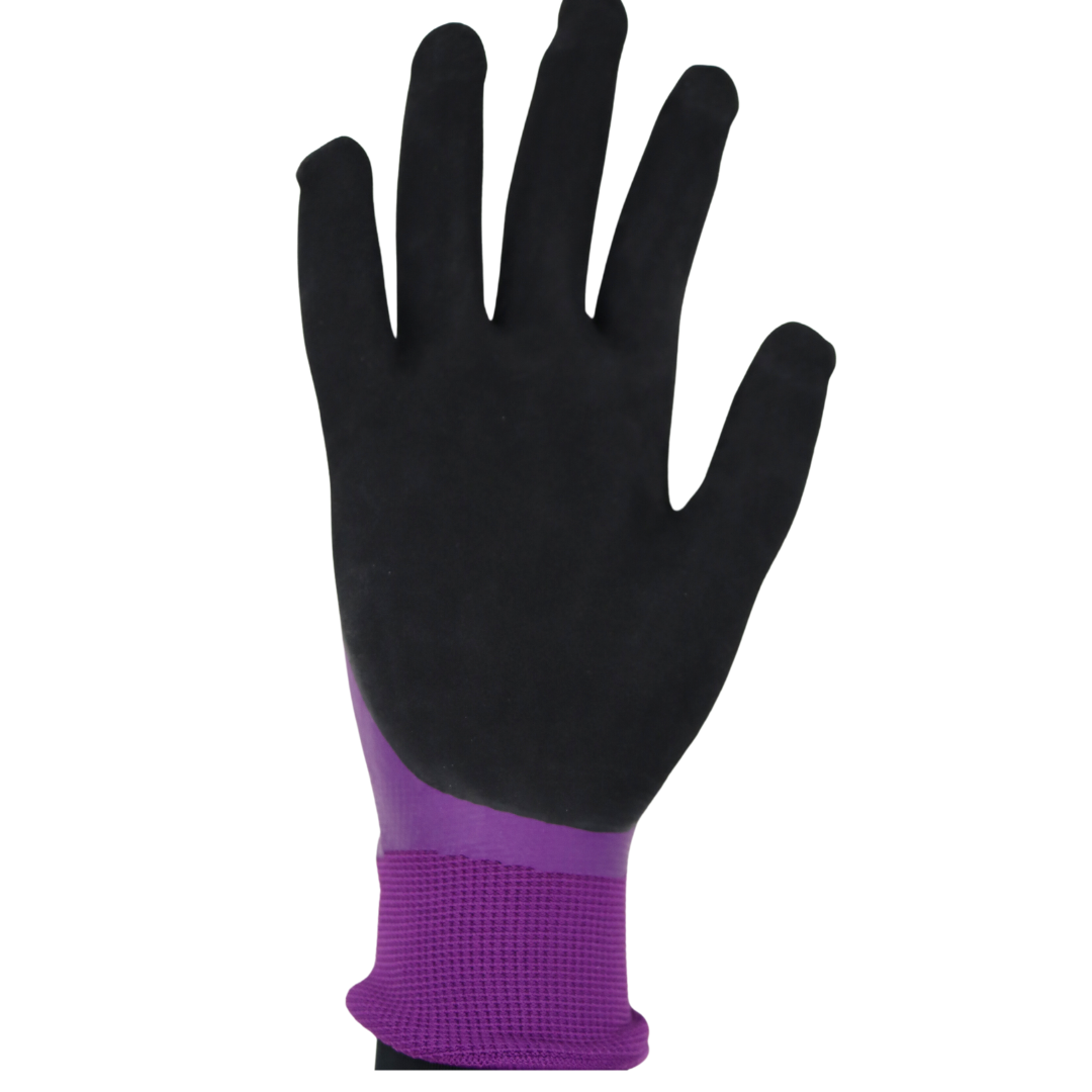 Red Steer A204 Flowertouch H2O Waterproof Purple Women's All Purpose Gloves, Nitrile Overdip, Sizes S-L, Sold by Pair