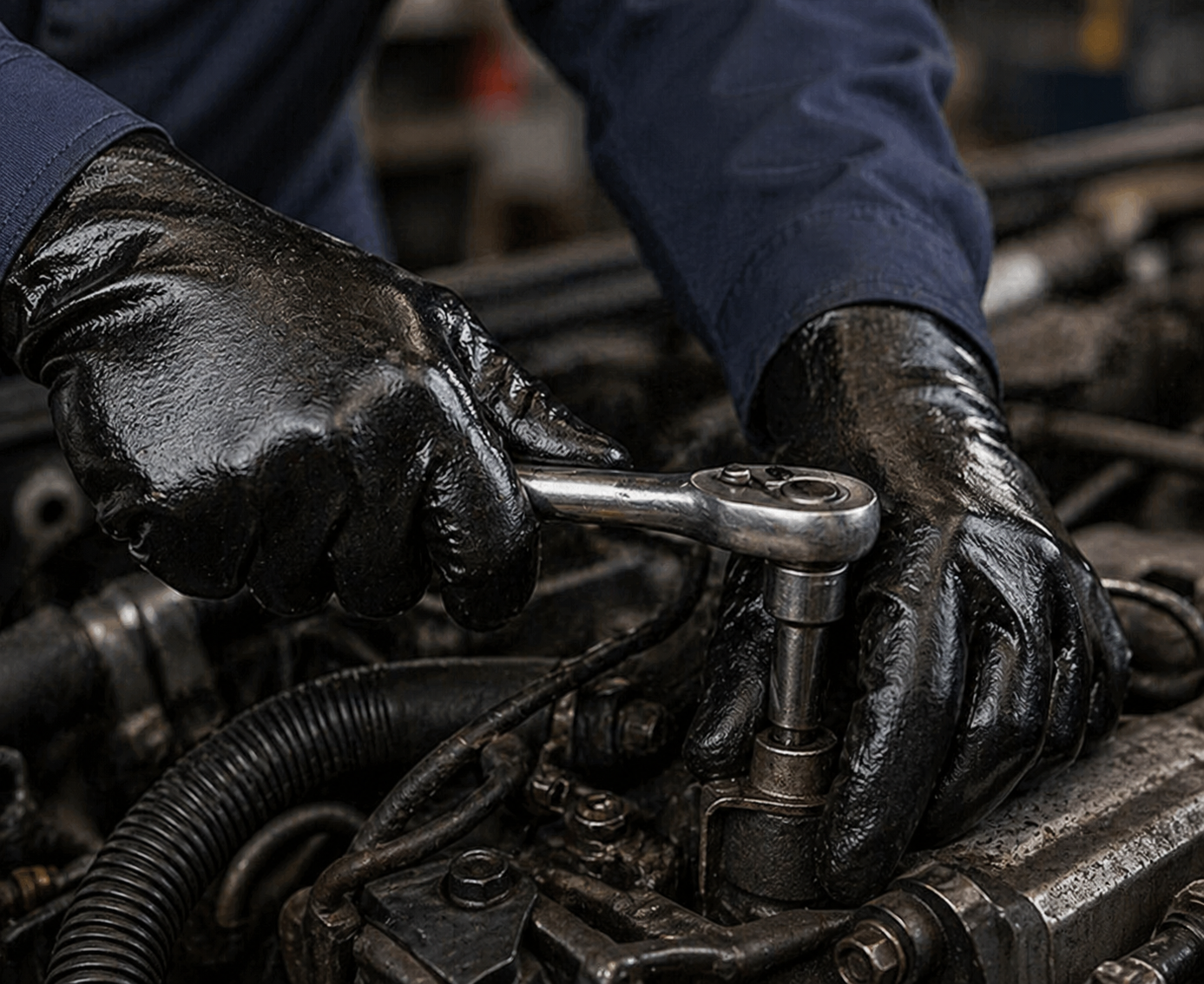 Black PVC Coated Gloves – 18" Length, Smooth Finish, Chemical Resistant (Large)