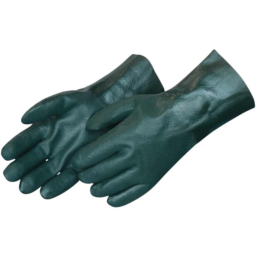 GP2734-L GREEN PVC COATED CHEMICAL SUPPORTED GLOVES- 14" INTERLOCK LINED, LARGE, SOLD BY PAIR OR DOZEN