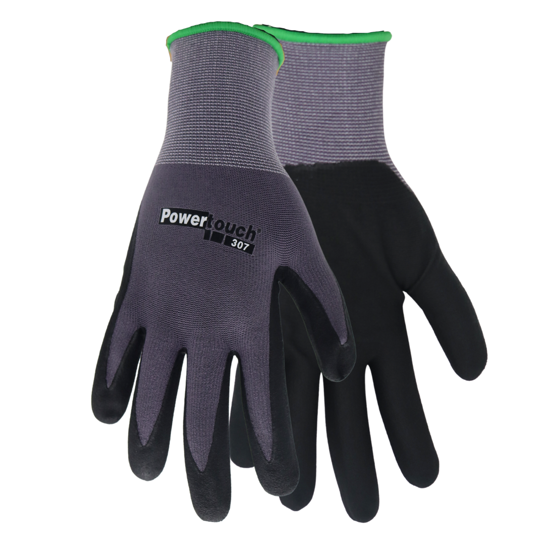 TA307 (Dozen) POWERTOUCH Sandy Nitrile Breathable 13 Gauge Knit Shell, Snug Fit Wrist, Sizes S-XXL