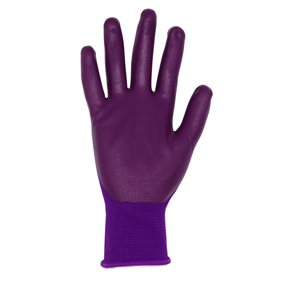 Red Steer A369 Flowertouch Lawn & Garden Gloves, Nitrile Palm, Pink, Purple or Red, Sizes S-L,