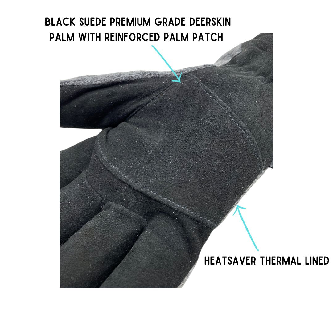 T150 HEATSAVER LINED SPLIT DEERSKIN SKI GLOVE - PAIR