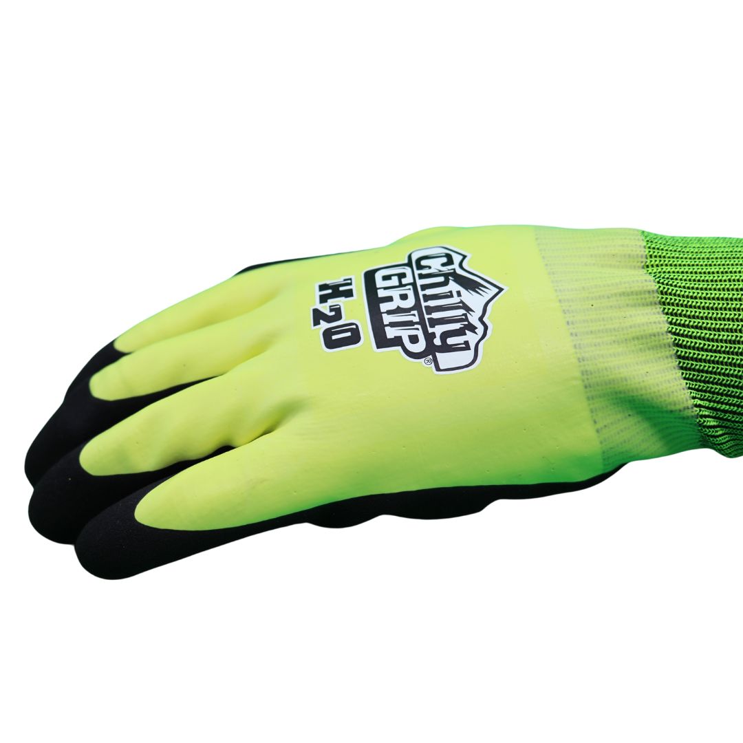 Red Steer Chilly Grip A324 H2O Waterproof Thermal-lined Black/Hi-Vis Large Full Fingered Work & General Purpose Gloves - Nitrile Over Dip Coating, Sizes M-XXL