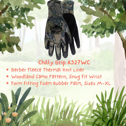 Red Steer A327WC-XL Chilly Grip Woodland Camo Thermal Multi-Purpose Gloves