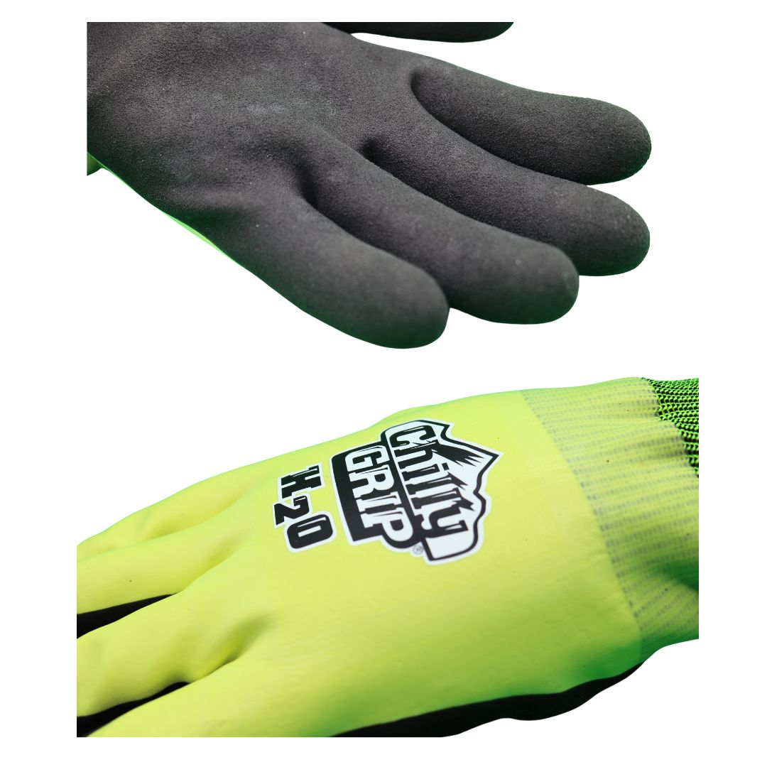 Red Steer Chilly Grip A324 H2O Waterproof Thermal-lined Black/Hi-Vis Large Full Fingered Work & General Purpose Gloves - Nitrile Over Dip Coating, Sizes M-XXL