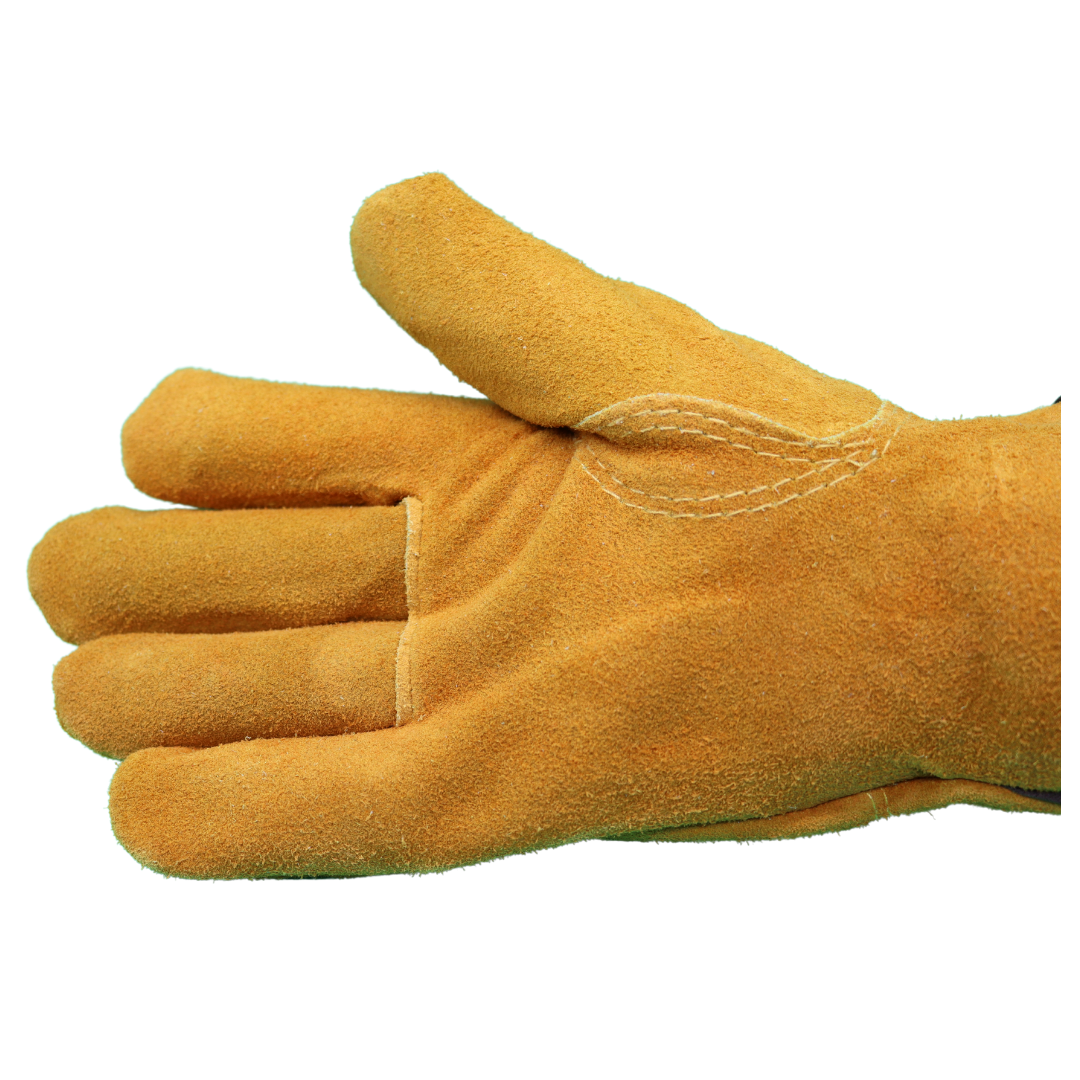 55170 FLEECE SUEDE COWHIDE THERMAL LINED GLOVES - SHIIRRED ELASTIC WRIST - SIZES S-XL