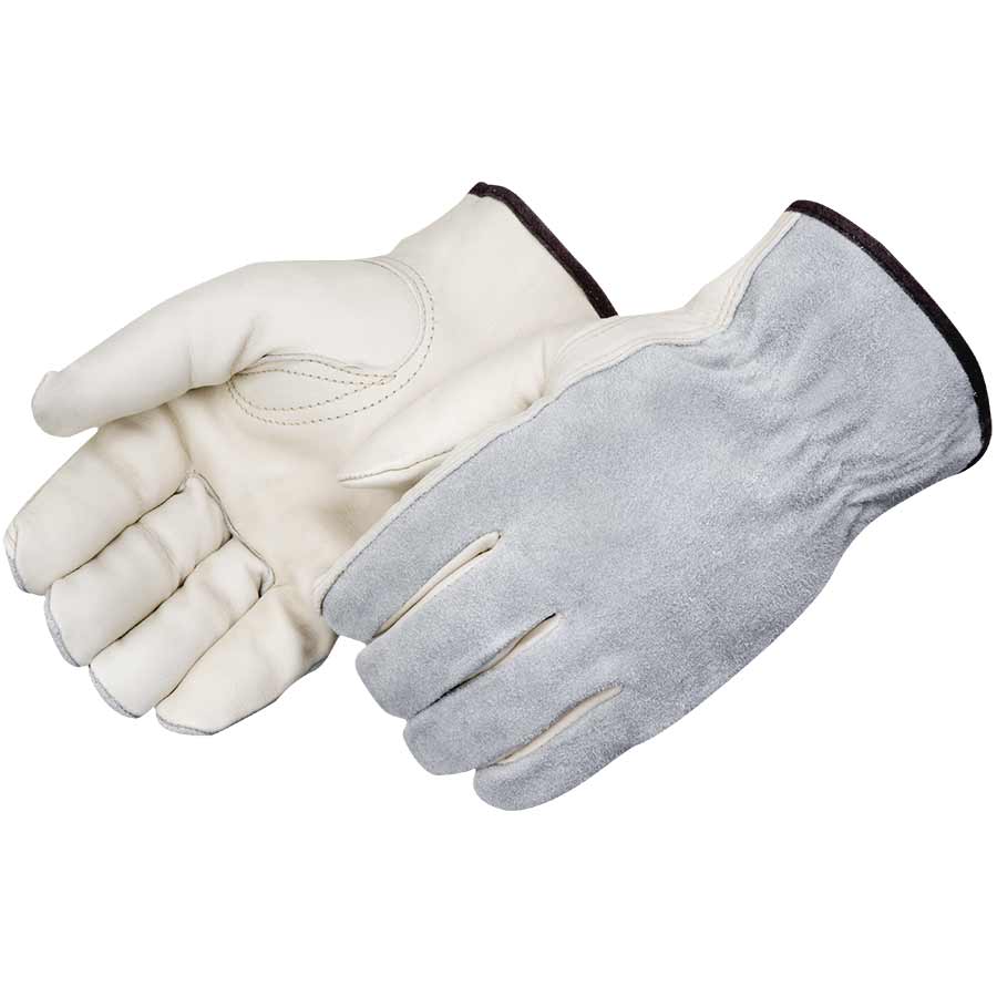 6427-L GRAY SPLIT LEATHER BACK COWHIDE LEATHER DRIVER - PAIR - LARGE