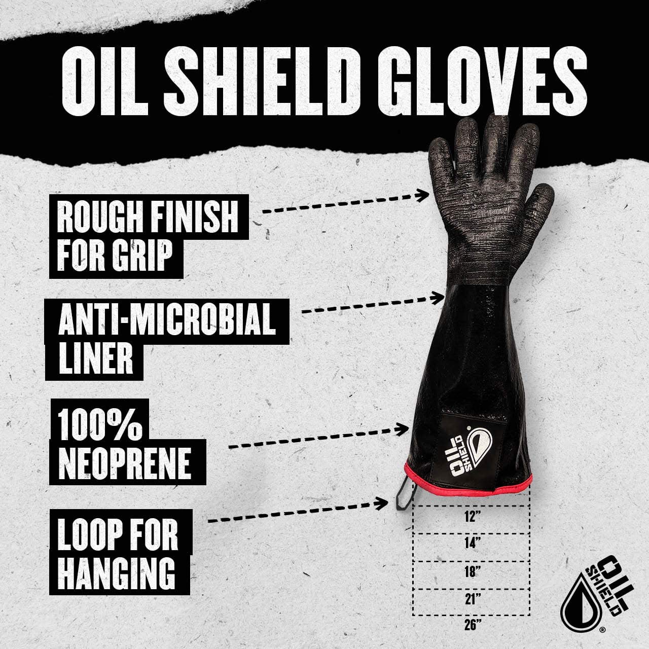 99185   Oil Shield®, 18" High Temp Insulated Neoprene Gloves - Mens Sizes S-XL