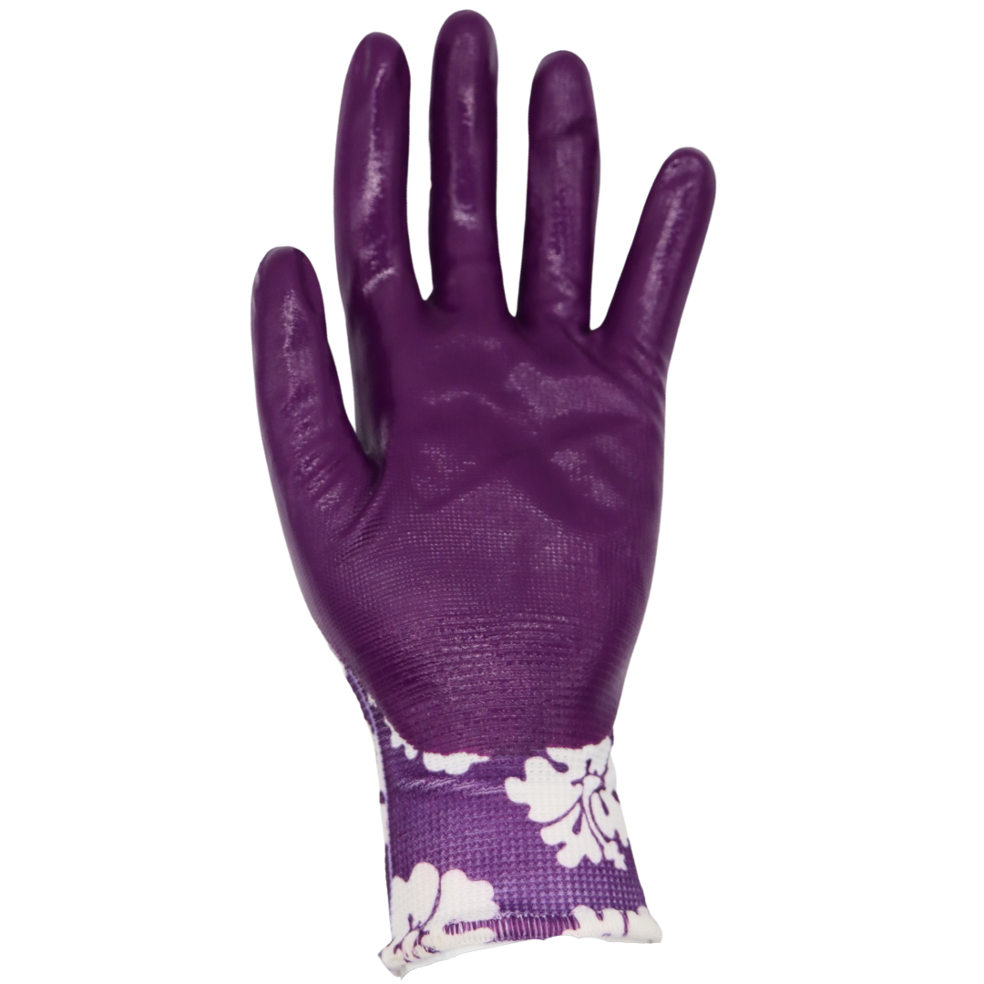 TA209 FLOWERTOUCH Clear Hibiscus Flower Pattern Gloves, Nylon Knit Liner, Sizes S-L, Sold by Pair