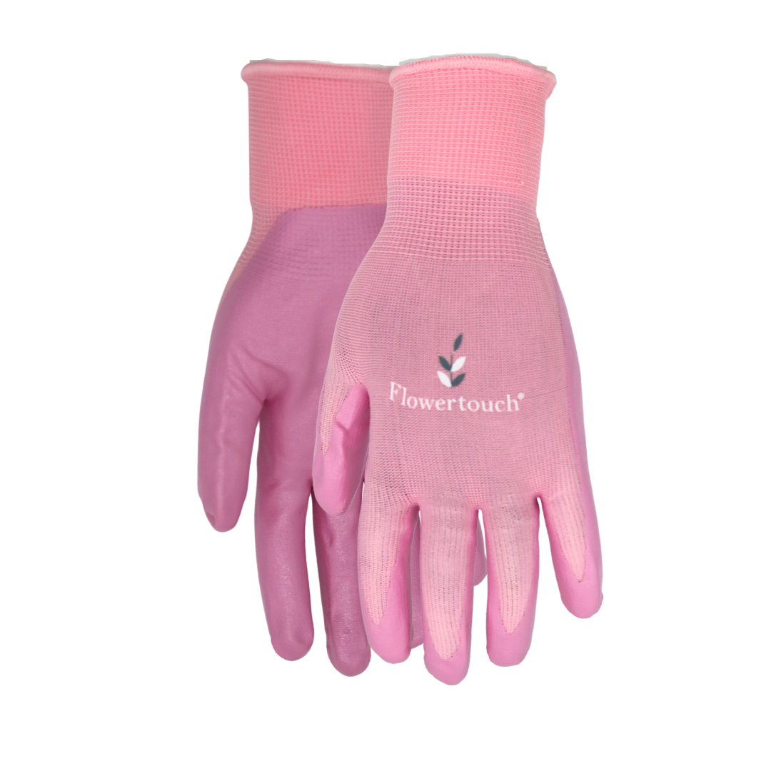 Red Steer A369 Flowertouch Lawn & Garden Gloves, Nitrile Palm, Pink, Purple or Red, Sizes S-L, Sold by Pair