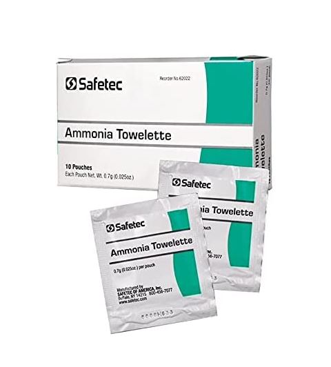 Safetec Ammonia Inhalant Pouches, First Aid, 10 Per Box