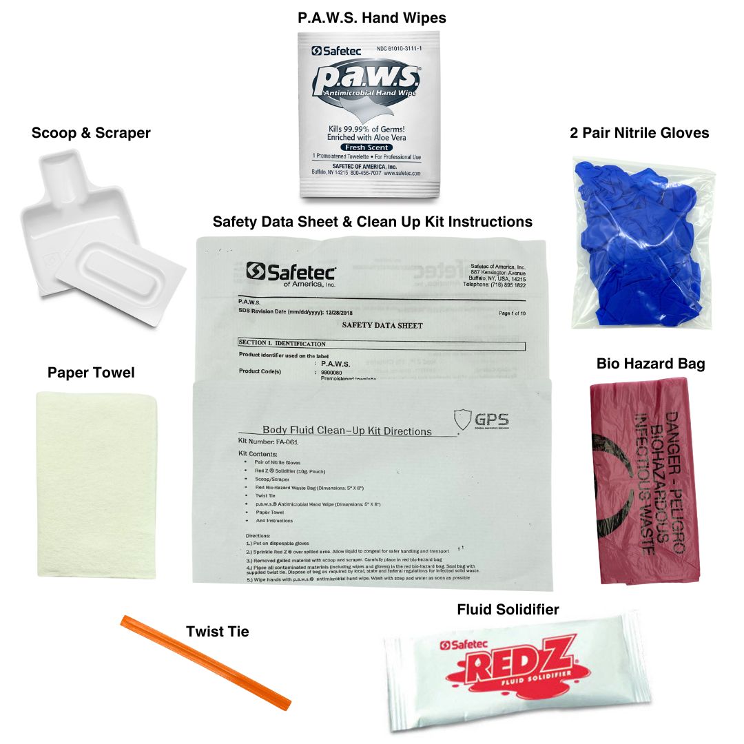 Bloodborne Pathogen Kit, Blood & Body Fluid Clean-Up, 8 Piece Unit