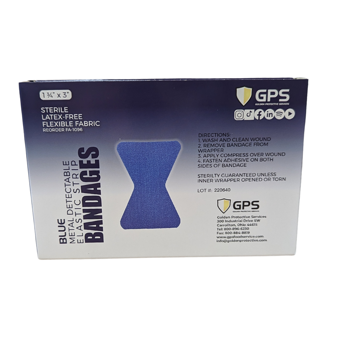 Fingertip Bandage 1 3/4" X 3", Blue Metal Detectable - 25/Box