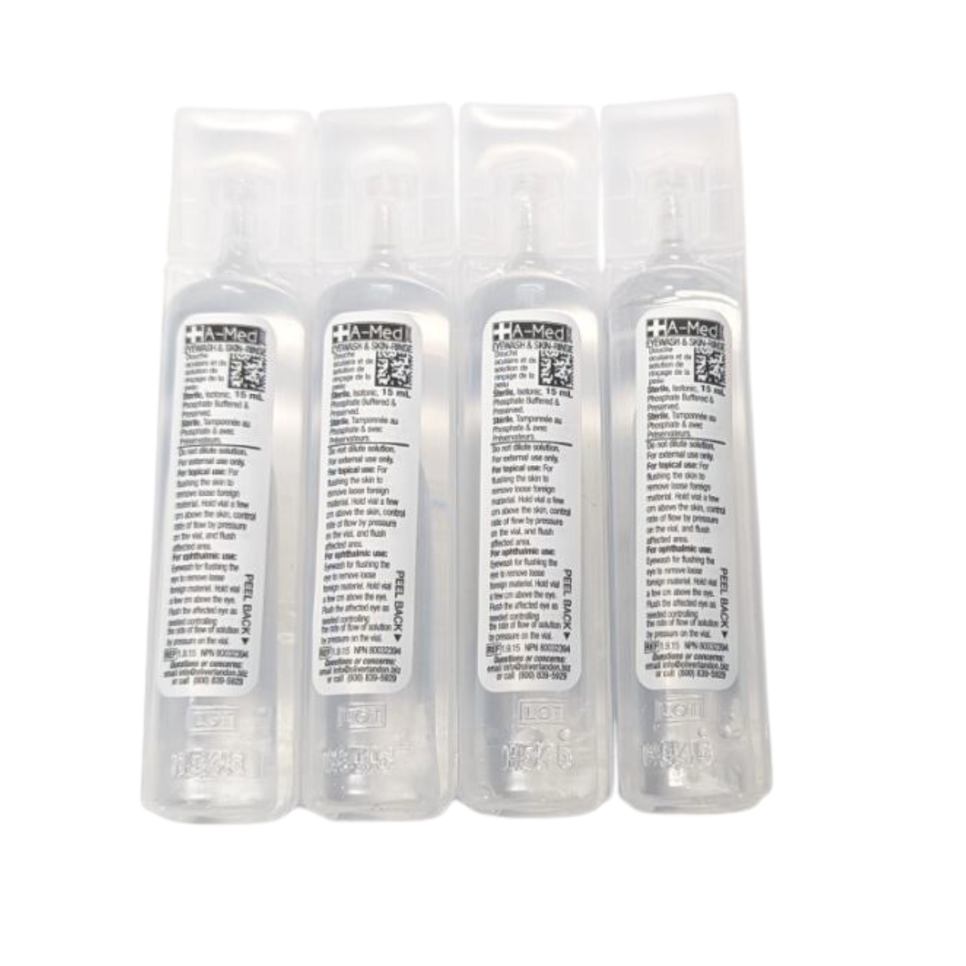 A-Med First Aid Eyewash- Set of 4 Vials- 0.5 FL OZ per vial