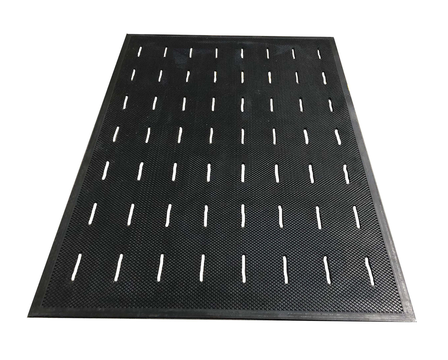 Slip Shield Black 3’ x 5’ Slip-Resistant Kitchen Mat, Drainage Slots, All-Grit, 6.6MM Thickness, Beveled Edges, Sold by Each