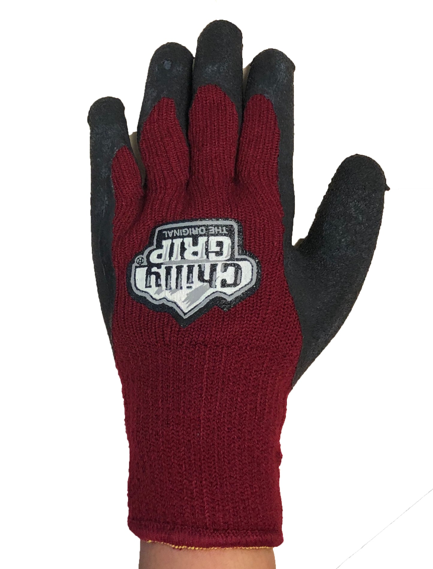 Red Steer Chilly Grip A311BG Women's Heavyweight Thermal-Lined Foam Latex Gloves, Maroon/Black