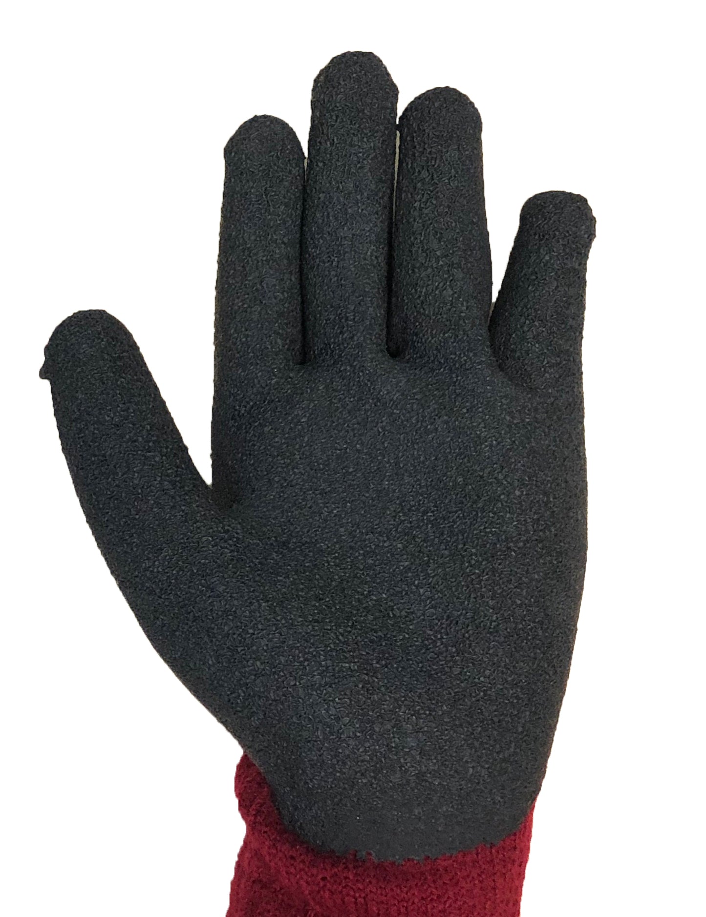 Red Steer Chilly Grip A311BG Women's Heavyweight Thermal-Lined Foam Latex Gloves, Maroon/Black