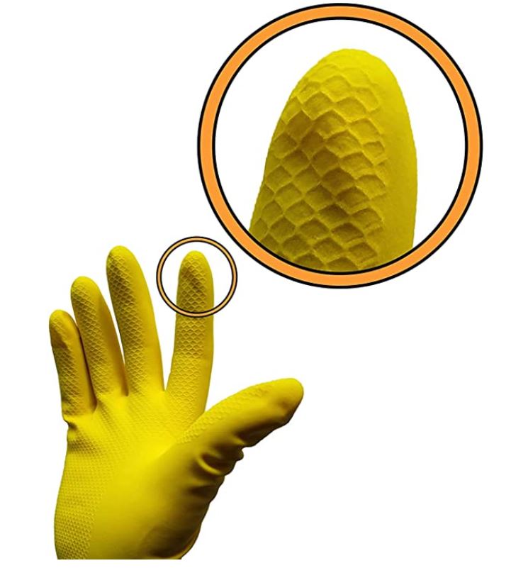 12" Multi Purpose Latex Gloves, Yellow Disposable Household, Textured, Chemical Resistant, 18 mil, Sizes S-XL