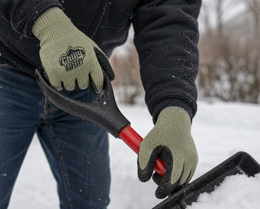 Red Steer 318 Chilly Grip Thermal Work Gloves – Foam Rubber Grip, Gray/Black (M–XL)