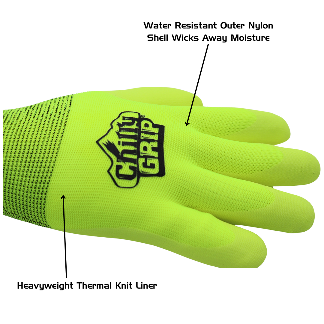 TA319 Chilly Grip Water Resistant Hi-Vis Thermal Gloves, Sizes S-XXL, Sold by Pair