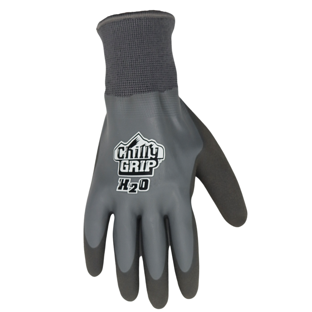 Chilly Grip Red Steer A325 H2O Waterproof Thermal Insulated Gloves, Gray, Snug-Fit Wrist, Textured Palm, Sizes S-XL