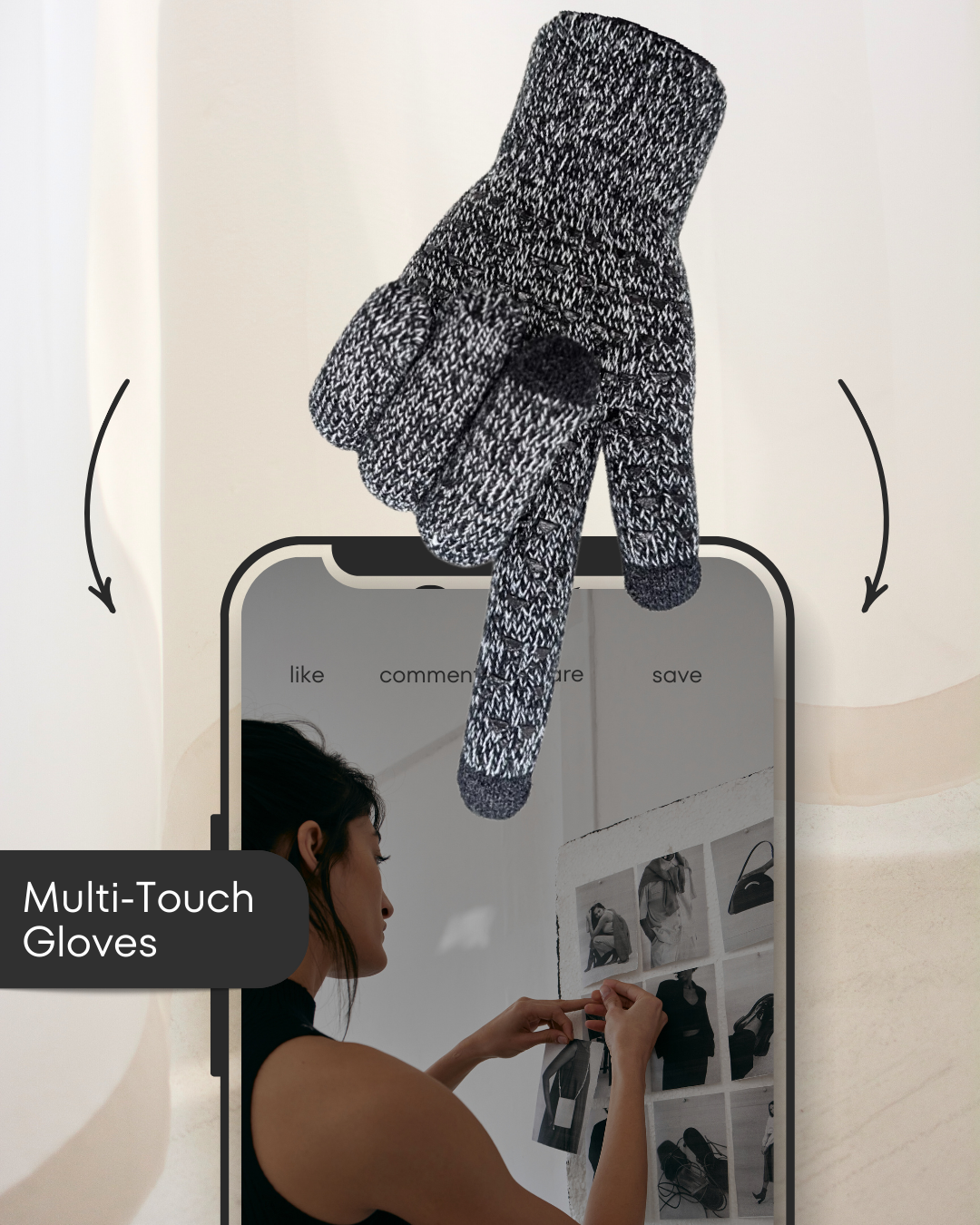 CozyTouch Winter Gloves, Touch Screen Compatible, Thermal Soft Knit Lining, 2 Pair Pack (Grey/Black)