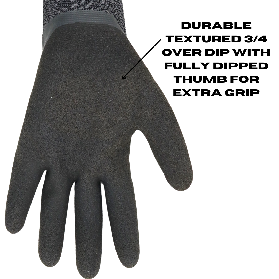 Chilly Grip Red Steer A325 H2O Waterproof Thermal Insulated Gloves, Gray, Snug-Fit Wrist, Textured Palm, Sizes S-XL