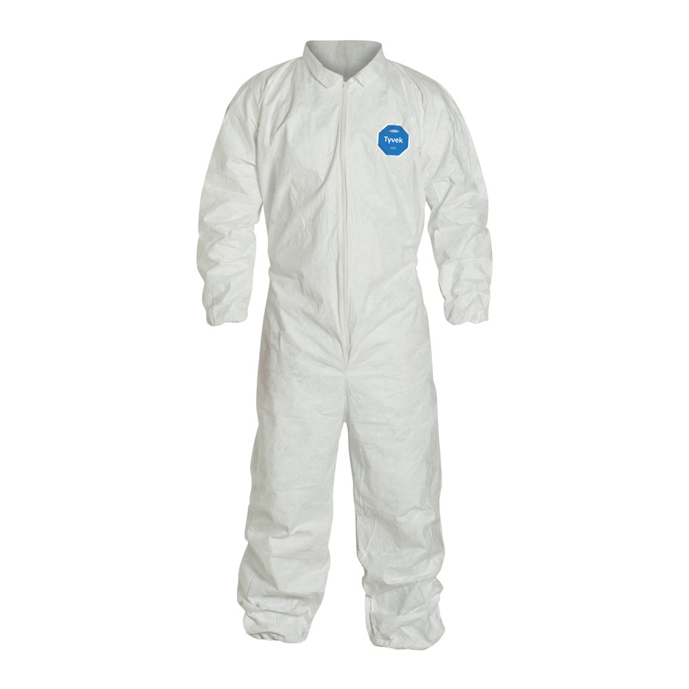 TY125S-M-EA TYVEK COVERALLS WHITE W/ ELASTIC WRIST/ANKLES MEDIUM - EACH