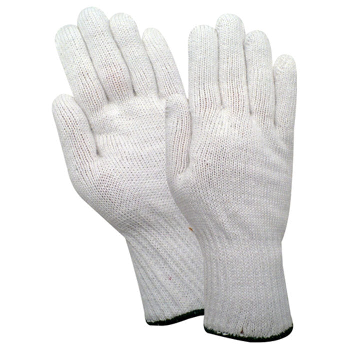 1120 White 100% Poly Seamless Knit Gloves, Snug Fit Wrist, Sizes S-XL, Sold by Pair or Dozen