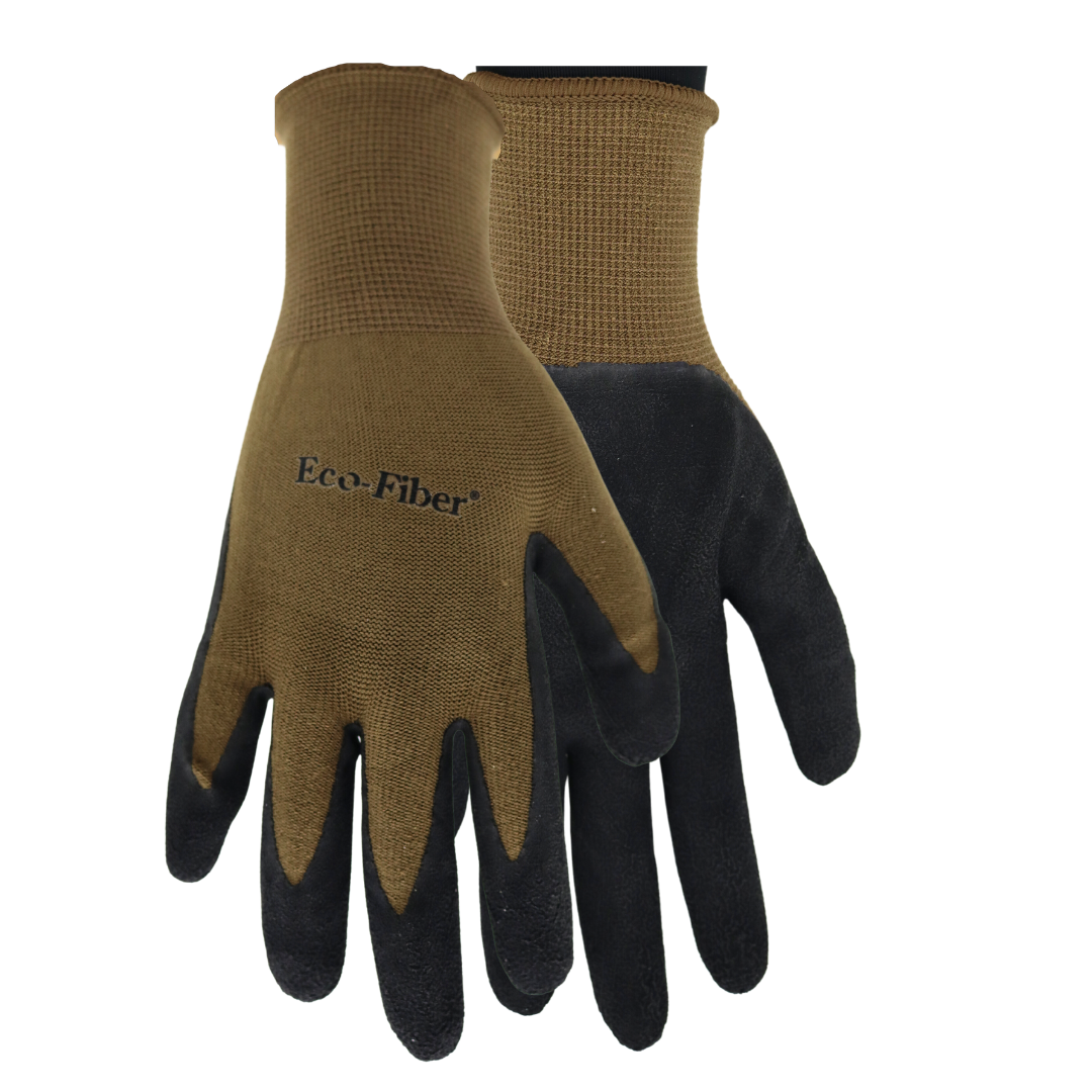 Eco-Fiber® 1150 Bamboo Knit Gloves – Foam Latex Palm, Brown/Black