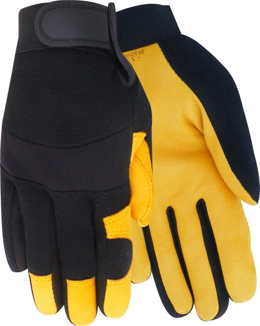 Red Steer 1521 Premium Grade Grain Deerskin Palm Gloves, Velcro Wrist, Unlined, Sizes S-XL