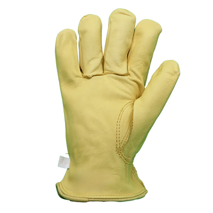 T1561 Suede Golden Grain Cowhide Gloves, Shirred Elastic Wrist, Keystone Thumb, Sizes M-XL, Sold by Pair