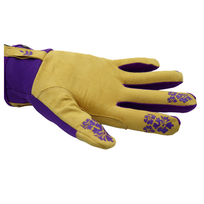 Red Steer 165W Flowertouch Synthetic Women's Gloves, Purple, Silicone Coated Fingertips, Sizes S-M