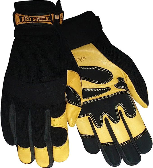 T174 GOLDEN GRAIN GOATSKIN HYBRID PVC PALM, VELCRO WRIST, SIZES M-XL, SOLD BY PAIR