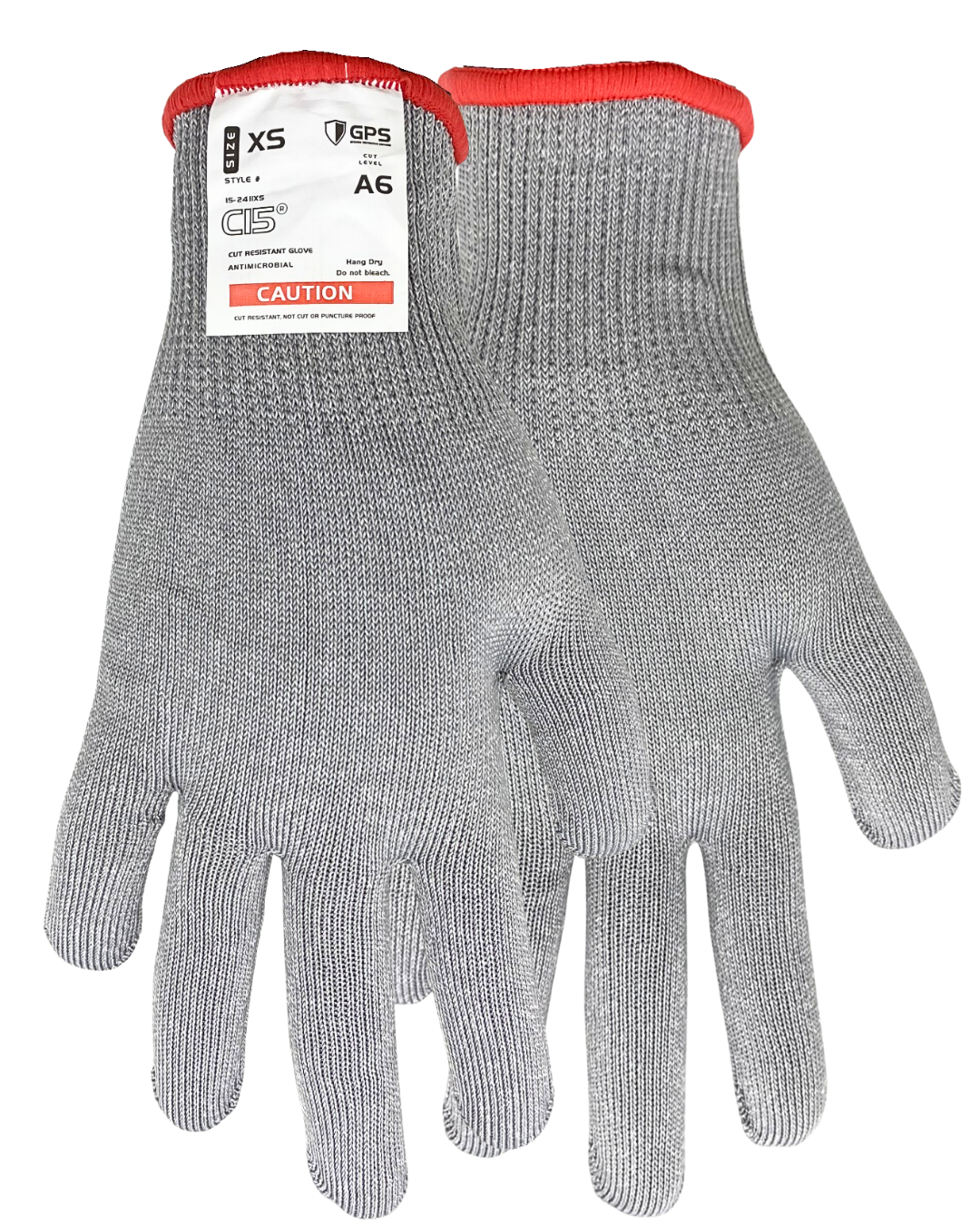 C15 Gray Cut Resistant Gloves, 15 Gauge Cut Resistant, Cut Level A6, 21 CFR for Food Contact, Sold by Pair, Sizes XS-XXL