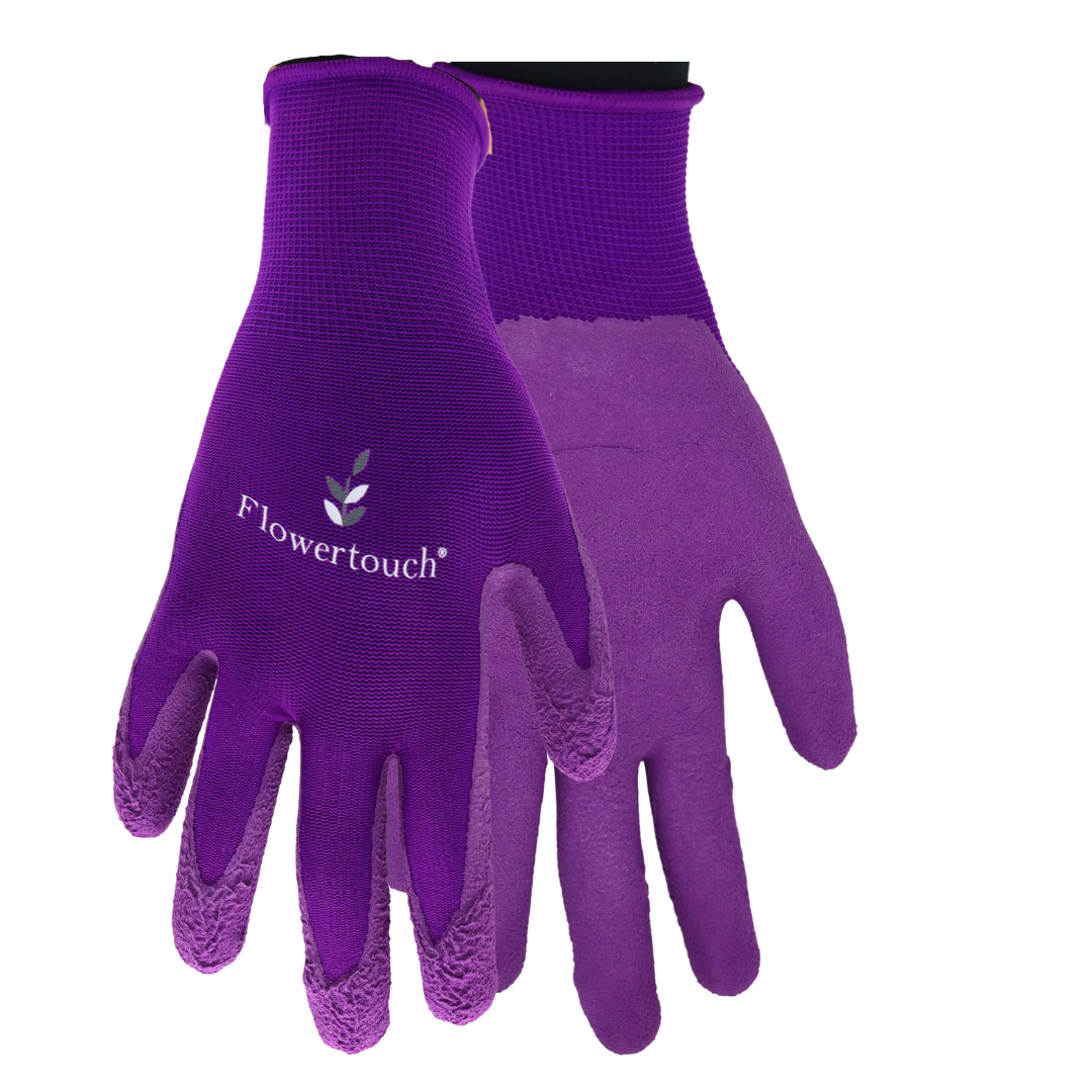 TA207 FLOWERTOUCH® Foam Natural Rubber Palm, Light Knit Liner, Purple, Sizes S-L, Sold by Pair