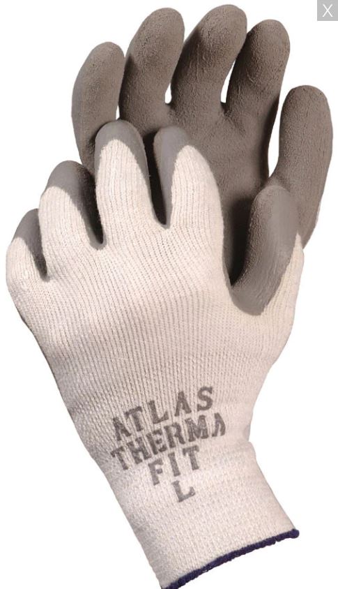 TATL301 ATLAS THERMA FIT POLY/COTTON KNIT LINER - LATEX RUBBER PALM - PAIR
