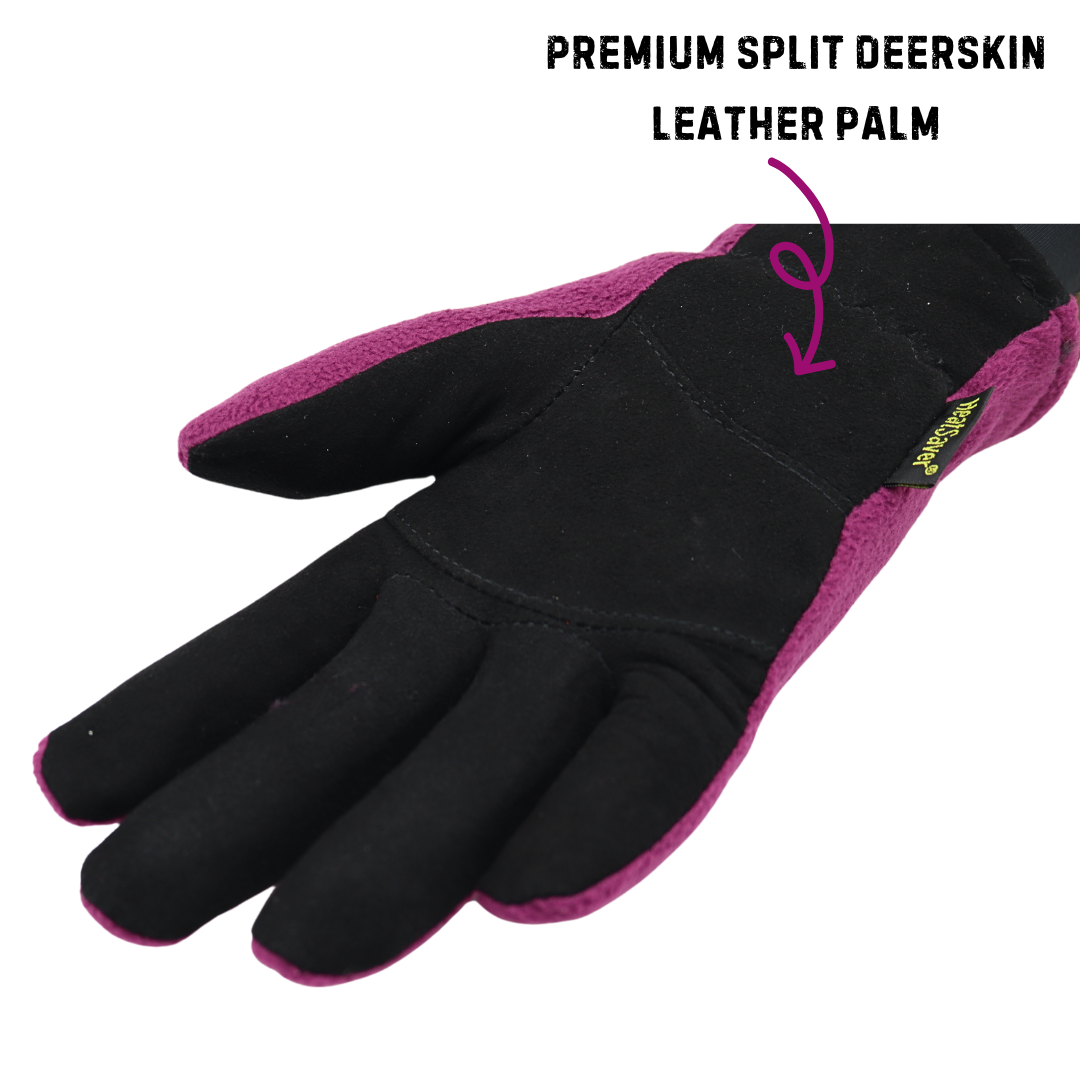 women's deerskin gardening gloves Red Steer 150P Women's Heatsaver Lined Suede Deerskin Gloves – Plum/Bl – Oregon Glove Company