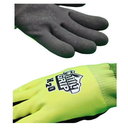 Red Steer Chilly Grip A324 H2O Waterproof Thermal-lined Black/Hi-Vis Large Full Fingered Work & General Purpose Gloves - Nitrile Over Dip Coating, Sizes M-XXL