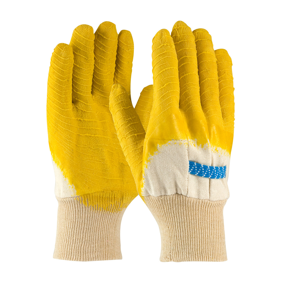 Latex Coated Glove with Jersey Liner and Crinkle Finish on Palm, Fingers & Knuckles - Knit Wrist