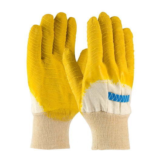 Latex Coated Glove with Jersey Liner and Crinkle Finish on Palm, Fingers & Knuckles - Knit Wrist